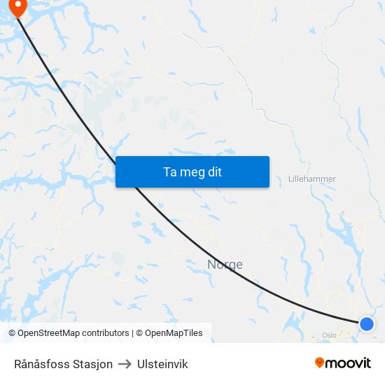 Rånåsfoss Stasjon to Ulsteinvik map