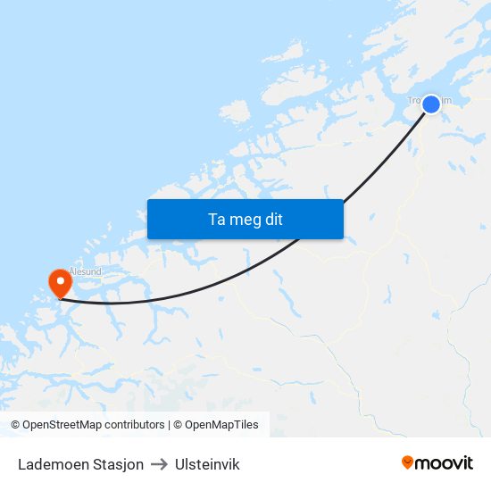 Lademoen Stasjon to Ulsteinvik map