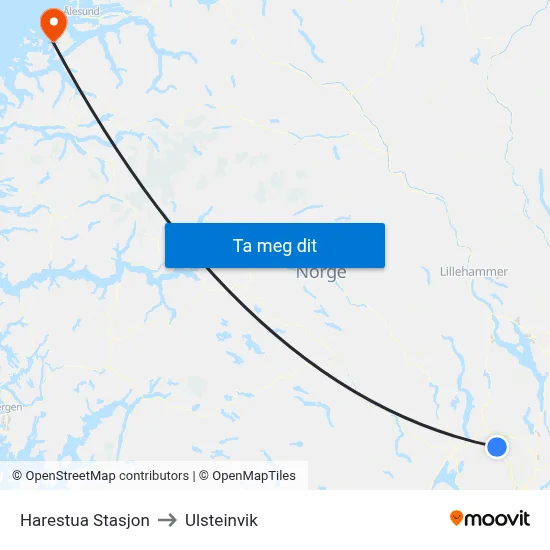 Harestua Stasjon to Ulsteinvik map