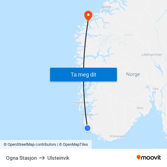 Ogna Stasjon to Ulsteinvik map