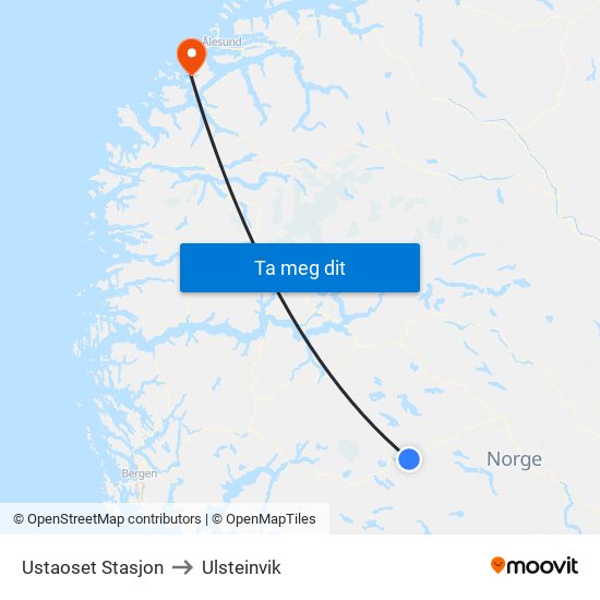 Ustaoset Stasjon to Ulsteinvik map