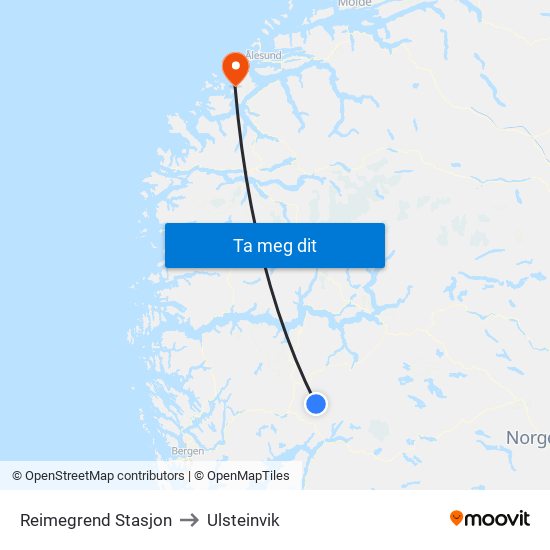 Reimegrend Stasjon to Ulsteinvik map