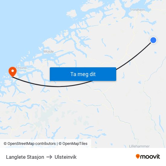 Langlete Stasjon to Ulsteinvik map