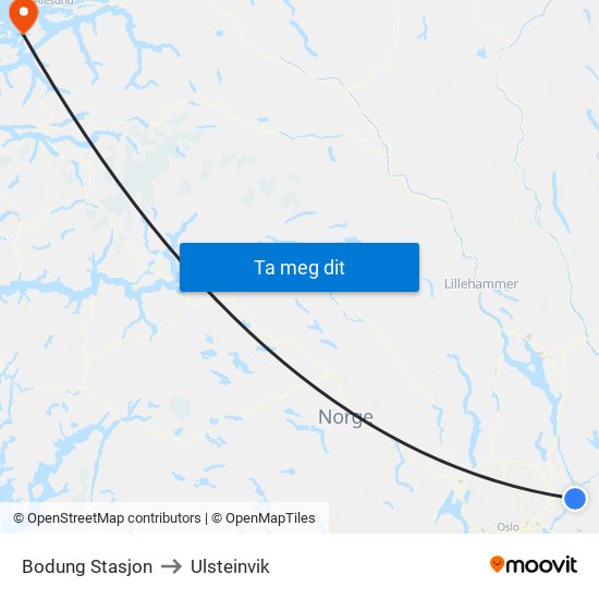 Bodung Stasjon to Ulsteinvik map
