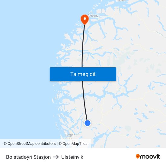 Bolstadøyri Stasjon to Ulsteinvik map