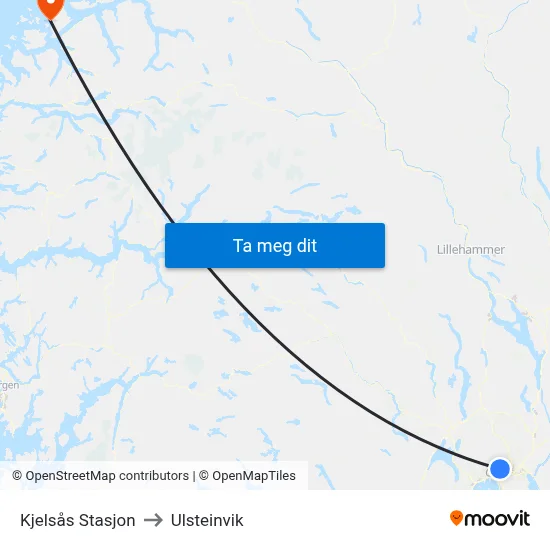 Kjelsås Stasjon to Ulsteinvik map