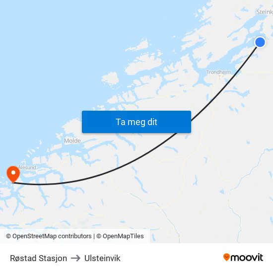 Røstad Stasjon to Ulsteinvik map