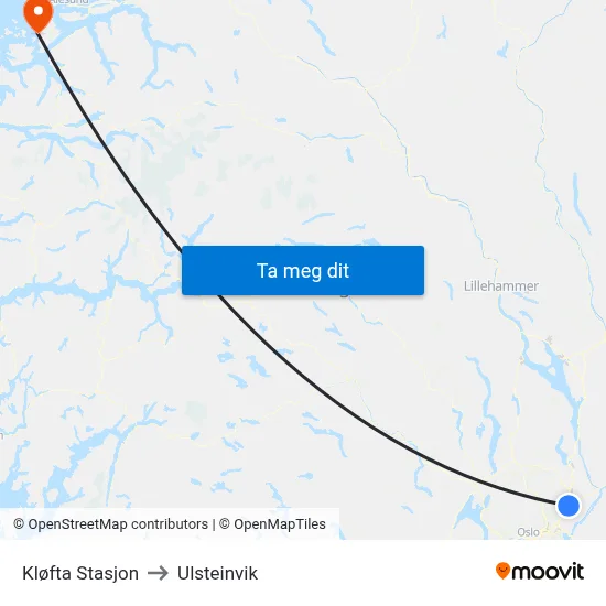Kløfta Stasjon to Ulsteinvik map