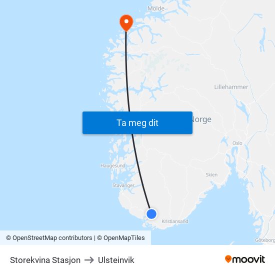 Storekvina Stasjon to Ulsteinvik map