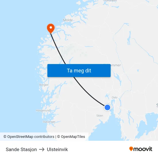Sande Stasjon to Ulsteinvik map