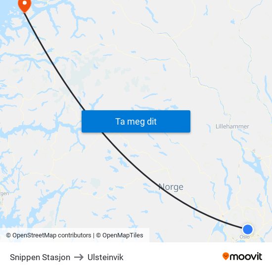 Snippen Stasjon to Ulsteinvik map