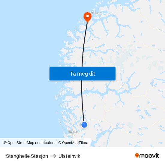 Stanghelle Stasjon to Ulsteinvik map