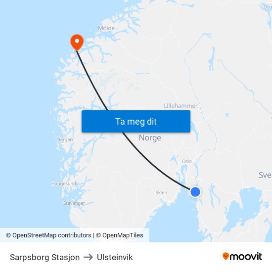 Sarpsborg Stasjon to Ulsteinvik map