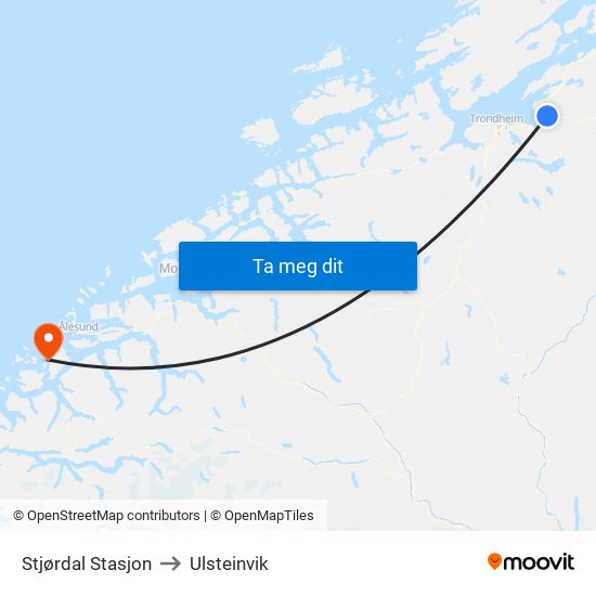 Stjørdal Stasjon to Ulsteinvik map