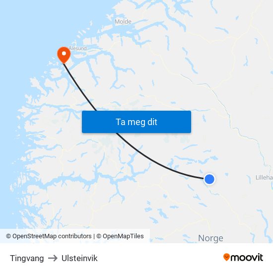 Tingvang to Ulsteinvik map