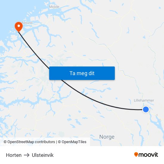 Horten to Ulsteinvik map
