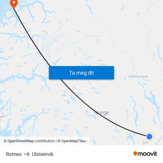 Rotnes to Ulsteinvik map