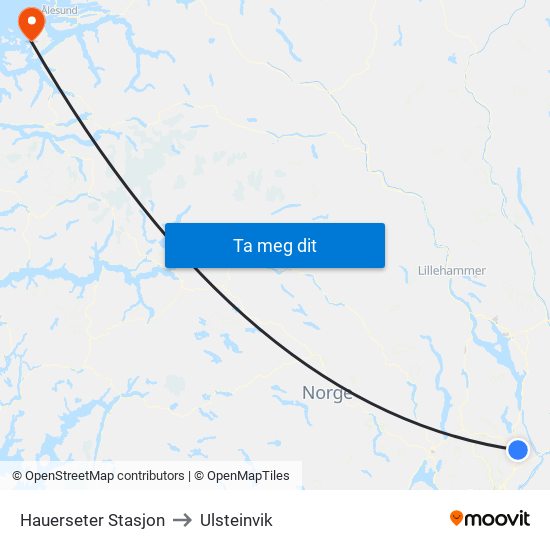 Hauerseter Stasjon to Ulsteinvik map