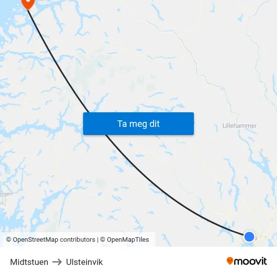 Midtstuen to Ulsteinvik map