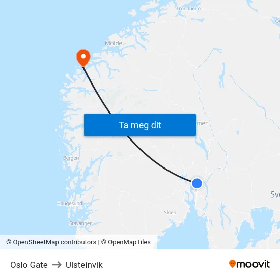 Oslo Gate to Ulsteinvik map