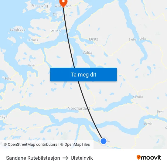 Sandane Rutebilstasjon to Ulsteinvik map