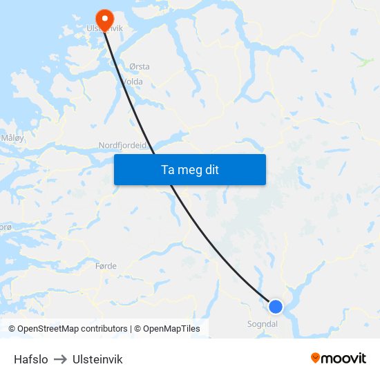Hafslo to Ulsteinvik map