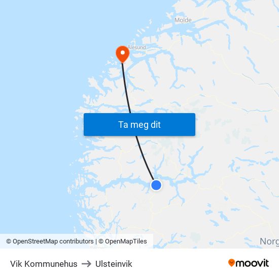 Vik Kommunehus to Ulsteinvik map
