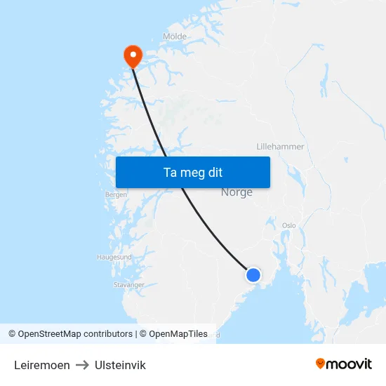 Leiremoen to Ulsteinvik map