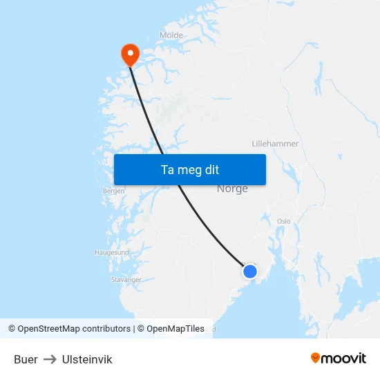 Buer to Ulsteinvik map