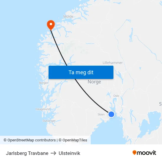 Jarlsberg Travbane to Ulsteinvik map