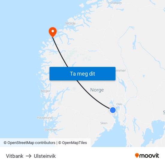 Vitbank to Ulsteinvik map