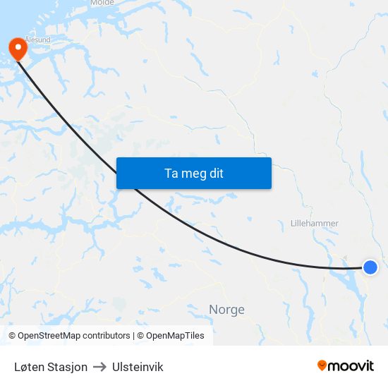 Løten Stasjon to Ulsteinvik map