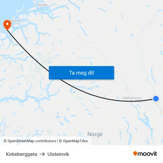 Kirkeberggata to Ulsteinvik map