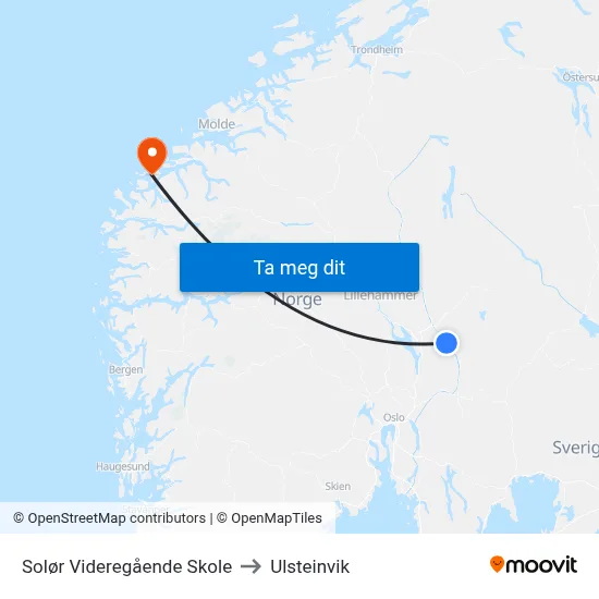 Solør Videregående Skole to Ulsteinvik map