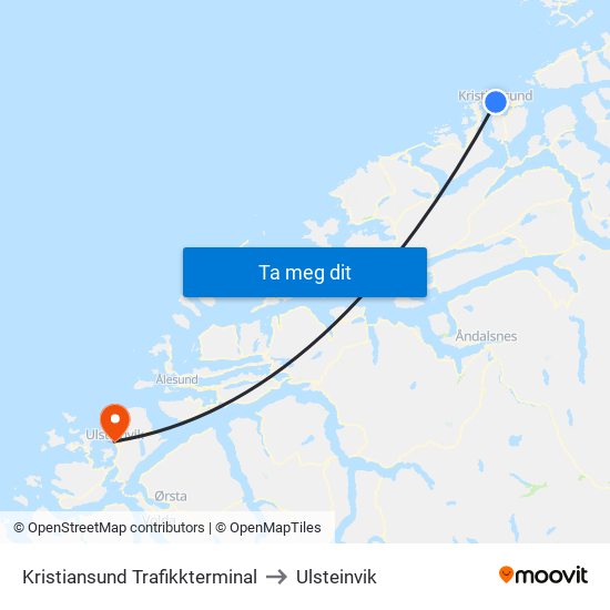 Kristiansund Trafikkterminal to Ulsteinvik map