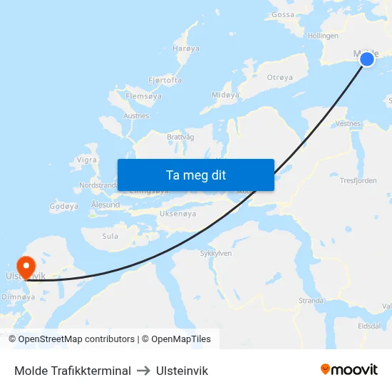 Molde Trafikkterminal to Ulsteinvik map
