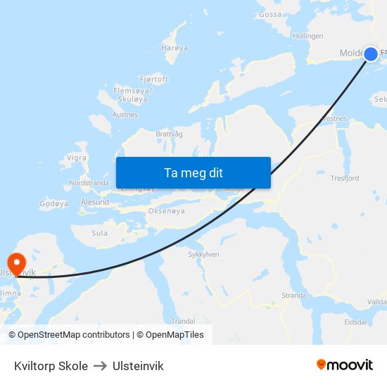 Kviltorp Skole to Ulsteinvik map