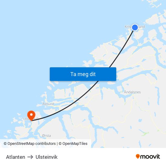 Atlanten to Ulsteinvik map