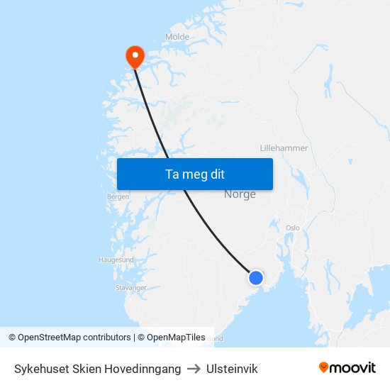 Sykehuset Skien Hovedinngang to Ulsteinvik map