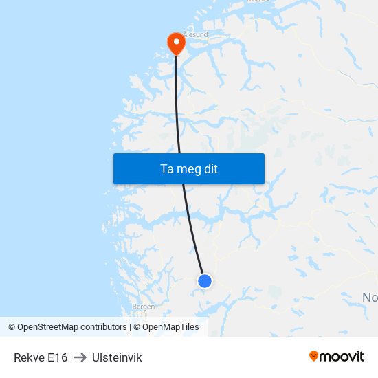 Rekve E16 to Ulsteinvik map