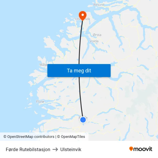 Førde Rutebilstasjon to Ulsteinvik map
