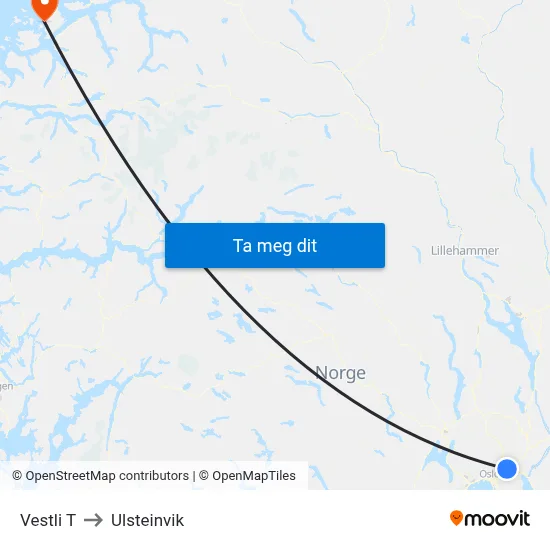 Vestli T to Ulsteinvik map