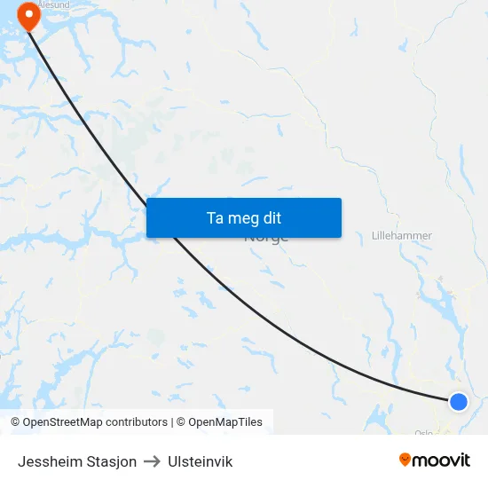 Jessheim Stasjon to Ulsteinvik map