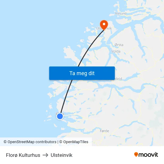 Florø Kulturhus to Ulsteinvik map