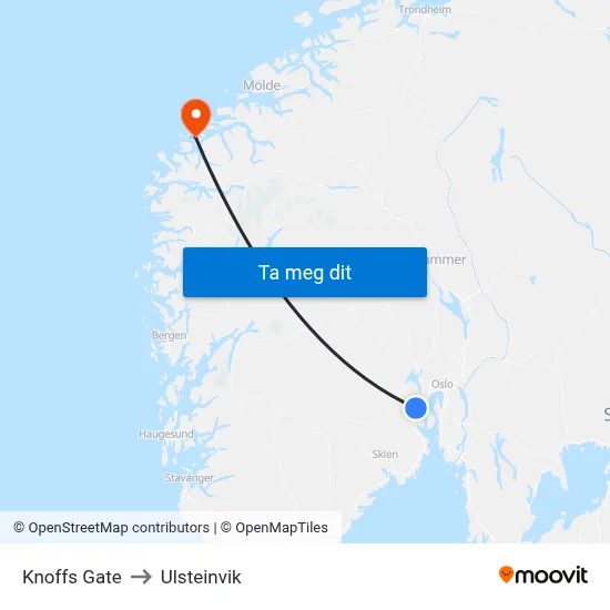 Knoffs Gate to Ulsteinvik map