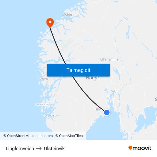 Linglemveien to Ulsteinvik map