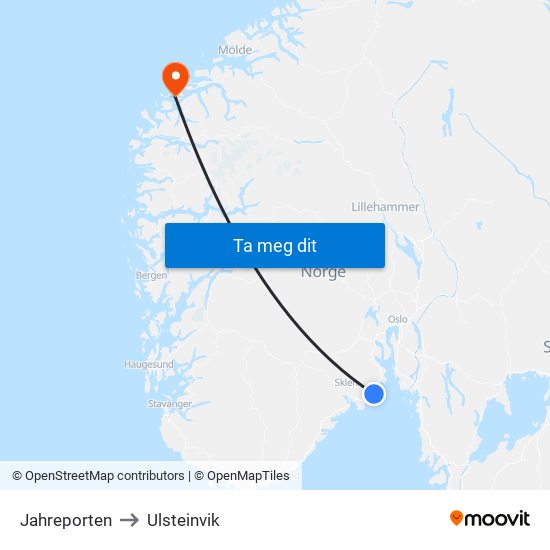 Jahreporten to Ulsteinvik map