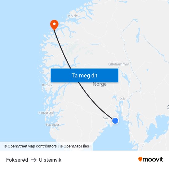 Fokserød to Ulsteinvik map
