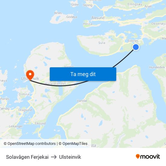 Solavågen Ferjekai to Ulsteinvik map