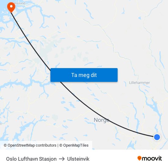 Oslo Lufthavn Stasjon to Ulsteinvik map